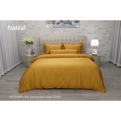 Bộ Chăn Ga Gối Promodal Jacquard Pale Gold